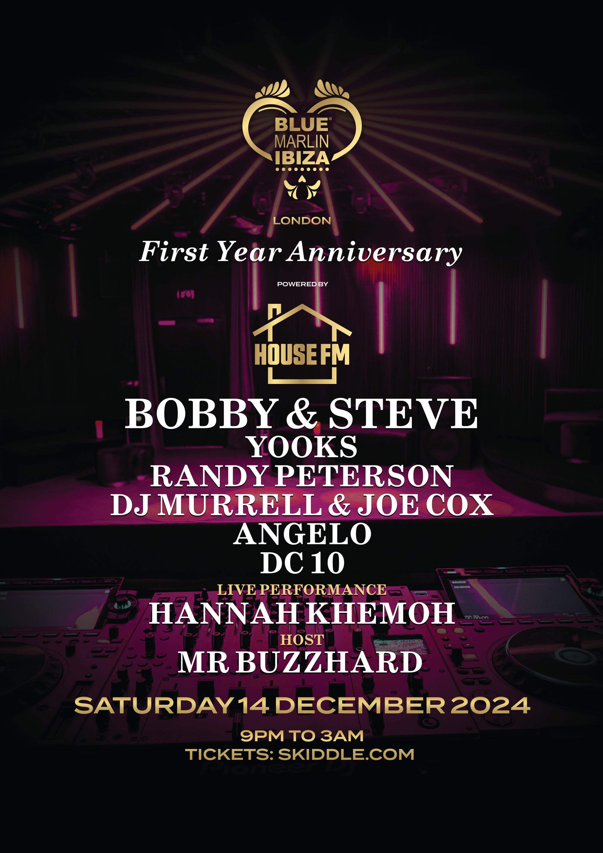 We are excited to announce that House FM will host the 1st Anniversary party for the excellent "Blue Marlin Ibiza London" on Saturday, December 14th, from 9 pm to 3 am.