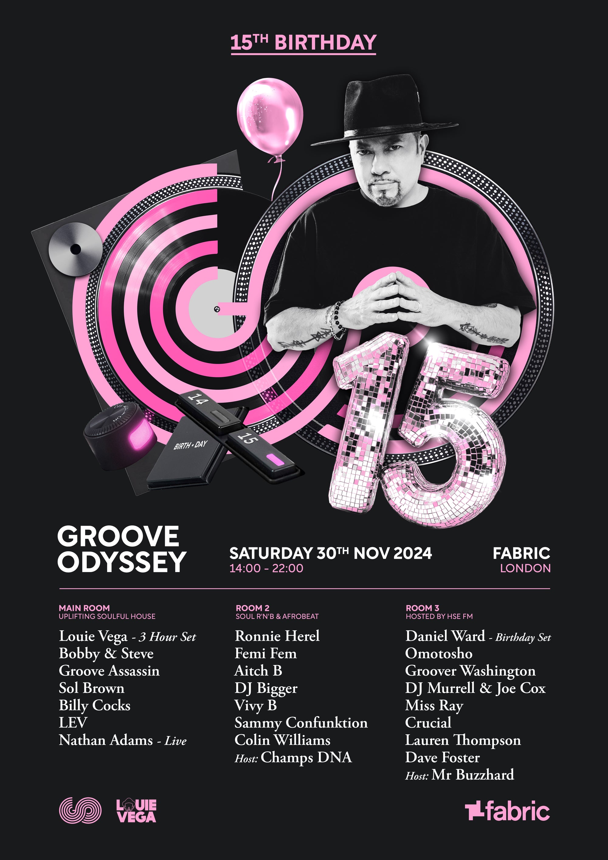 GROOVE ODYSSEY 15TH BIRTHDAY PARTY ALL DAY AT FABRIC! 30TH NOVEMBER 2024